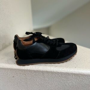 Quince Men Size 9 Black Italian Leather‎ And Suede Retro Runner Sneakers Classic